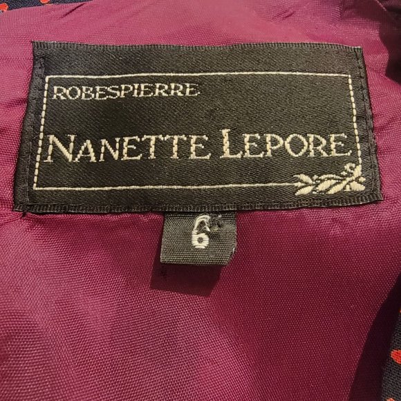 Nanette Lepore Dress V-Neck Sleeveless Polka Dot Blue Burgundy Size O - Picture 5 of 7